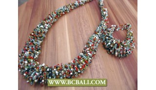 Wrapted Beads Necklace Bracelets Sets 